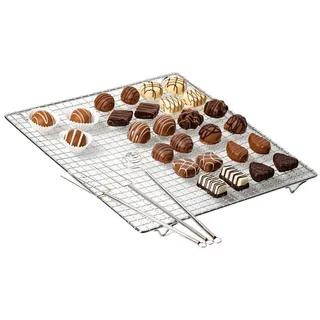 Westmark Pralinen-Set 4tlg. mit Tauchgabeln und Abtropfgitter 30 x 30 x 1,9 cm Edelstahl Silber