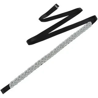 AMateschitz Hochzeit Gürtel Strass Brautgürtel Kristall Bindegürtel Glitzer Kristallgürtel Schärpe Diamant Kleidergürtel Party Taillengürtel Hüftgürtel Ziergürtel für Abendkleid Ballkleid Schwarz