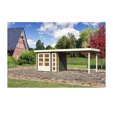 Karibu Holz-Gartenhaus Sölve Terragrau Flachdach Lackiert 238 cm x 213 cm