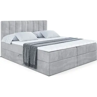 altdecor Boxbett, Hellgrau, Holzwerkstoff, Höhe ca. 20 cm 160x200 cm, Schlafzimmer, Betten, Boxspringbetten