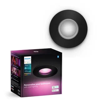 Philips Hue White & Color Ambiance Xamento recessed spotlights 1 Pack, dimmable Bathroom Lights for The Hue System with 16 Million Colours, Intelligent Light Control via Voice and app, Black