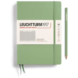 Leuchtturm1917 361583 Notizbuch Muted Colours (A5), Hardcover, 251 nummerierte Seiten, Salbei, kariert
