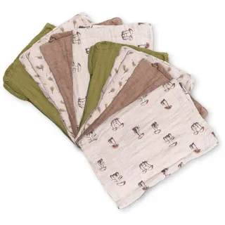Pippi Baby 8er Pack Spucktücher aus Bio-Baumwolle mit verschiedenen Motiven
