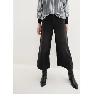 Weite Jeans BONPRIX, Damen, Gr. 44, N-Gr, schwarz denim used (länge: regulär), Denim/Jeans, Obermaterial: 73% Baumwolle, 24% Polyester, 3% Elasthan, loose fit, Jeans Weite Jeans, Loose Fit Passform, 7/8 Länge, mit Elasthan-Anteil