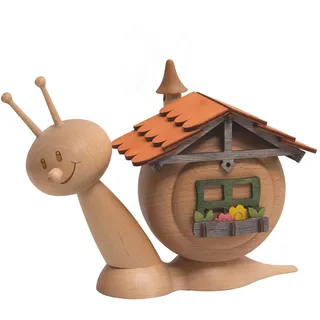 Drechslerei Kuhnert - Rauchschnecke/Räucherfigur aus Holz - Sunny Hausschnecke - Höhe: ca. 15cm - Made in Germany