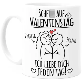 Tassenliebling® Pärchen Tasse personalisiert - ... auf Valentinstag. Ich liebe dich jeden Tag - Lustiges Geschenk für Männer zum Jahrestag - Liebesgeschenke Partner Mann