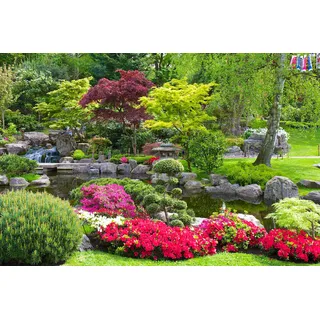 Papermoon "GARTEN-BLUMEN BÄUME PFLANZEN PARK STEINE BLÜTEN WALD", bunt,