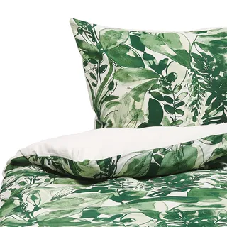 Beliani Greenwood Baumwolle Grün/Weiß 155 x 220 cm + 80 x 80 cm