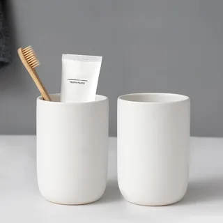 Zahnputzbecher Keramik Set, Zahnbürstenhalter für Elektrische Zahnbürste Zahnbürste und Zahnpasta, Kinder Toothbrush Holder, Zahnbürsten Badezimmer Organizer Weiß