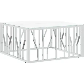 vidaXL Couchtisch Silbern 80x80x40 cm Edelstahl und Glas - Silber