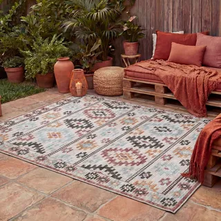 Kelim Outdoor Teppich - Lira Diamond - 80x150 cm - Wohnzimmer, Balkon, Garten, Terrasse, Wintergarten - FRAAI | Home & Living - Boho, Orientalisch - Bunt