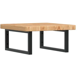 vidaXL Waschtischplatte mit Halterung Stahl und Massivholz Eiche - Braun