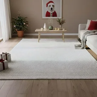 MY-RUG 80 x 150 cm Wollteppich WoolHeaven aus Schurwolle in Natur Weiß | Handgewebter Wendeteppich, OEKO-TEX zertifizierter Naturteppich, weich & pflegeleicht, für Wohnzimmer & Allergiker