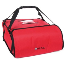 HENDI Pizza Transporttaschen, mit transparenter Tasche für Rechnungen, Pizza-Service Taschen, für 4 Kartons von 45x45 cm, 470x470x(H) 210mm, Rot