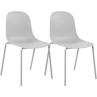 CLP Stapelstuhl 2er Set Kunststoff Hellgrau , Metall , 51x85x55 cm , Esszimmer, Stühle