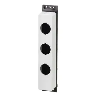 Eaton 197644 Aufbaugehäuse, Kunststoff, mit Edelstahlschrauben, individuell beschriftbar mit Pushbutton Konfigurator, Einbaustellen 3, 3 x 30,5