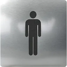 WC Symbol Mann selbstklebend, 100 x 100 mm, Kunststoff Edelstahl-Effekt