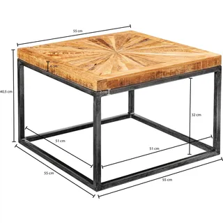 FineBuy Couchtisch Holz Massiv 55x55 cm Wohnzimmertisch Modern Tisch Sofatisch