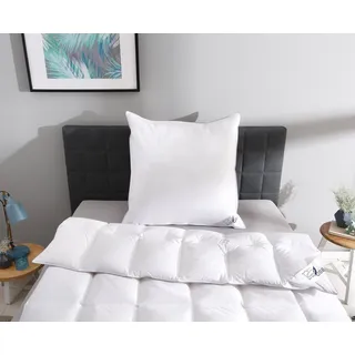 OBB Daunenbettdecke Edition 125 Jahre, Bettdecken für Sommer und Winter, Ganzjahresdecke, Füllung: 90%Daunen, 10% Federn, Bezug: 100% Baumwolle, Bettdecke 135x200 cm, 155x220 cm & weitere Größen, Made in Germany weiß 135 cm x 200 cm