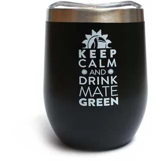 Mate Green Yerba Mate Teebecher | Becher aus Edelstahl | Silikondeckel mit einem Loch für eine Bombilla | Calabaza für Tee oder Mate Tee | Hält die Temperatur | Höchste Qualität (Schwarz), 200 g