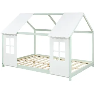 [en.casa] Kinderbett Tostedt 140 x 200 cm Kiefer massiv mint-grün-weiß