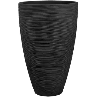 Dehner Pflanzvase Vino | Übertopf, Pflanzgefäß | für Topfpflanzen | modern, rund, formstabil, robust | Riffelstruktur | Indoor, Outdoor | Kunststoff | anthrazit | Ø 40 cm, Höhe 60 cm