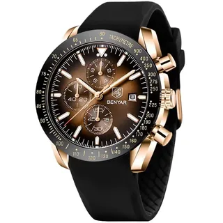 BENYAR Uhren Herren Analog Quarz Chronograph Herrenuhren 30M Wasserdicht Leuchtende Datum Armbanduhr Lässig Business Designer Uhren Klassische Elegantes Geschenk Designer