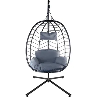 Aga Hängesessel MR4259 mit Gestell, Grau, Hängeschaukel für Indoor und Outdoor, Schaukelstuhl - Transparent