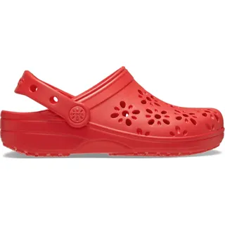 Crocs Classic Floral Cut Out Clog K Clog, Cherry Red, 33/34