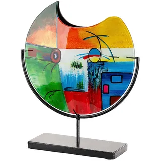 Dekovase GILDE "Vase rund Milano mehrfarbig H. 39 cm", mehrfarbig, B:33cm H:39cm T:9,5cm, Glas, Vasen, Dekovase