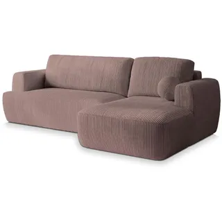 Masseno Ecksofa Senti P R-S Lila Kordstoff mit Schlaffunktion , Holz , L-Form,L-Form , 246x148 cm , Wohnzimmer, Sofas & Couches, Wohnlandschaften, Ecksofas