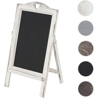 Werbetafel HWC-E51, Aufsteller Kreidetafel, 66x37x27cm Shabby-Look Vintage ~ weiß