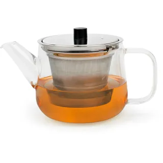 Bredemeijer kleine Glas-Teekanne 1.1 Liter - einwandige transparente Glaskanne für Tee mit Edelstahl-Teefilter