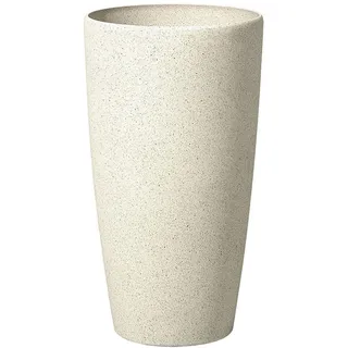 Beliani Blumentopf hellbeige rund 31/31/58 cm Abdera , Stein , 58 cm , Dekoration, Blumen & Blumentöpfe, Übertöpfe