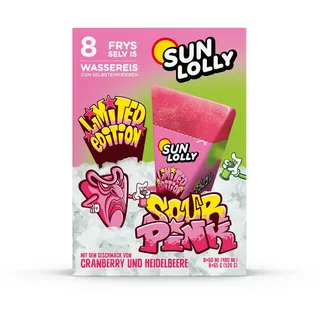 Sun Lolly Wassereis Sour Pink Cranberry & Heidelbeere 8 Stk | Limited Edition | Mit Fruchtsaft | Ohne künstliche Süßungsmittel | Glutenfrei