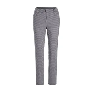 2-in-1-Hose GOLDNER "Kurzgröße Lange Slim Fit Hose LOUISA in schwarz", Damen, Gr. 22, K-Gr, schwarz (schwarz, weiß, gemustert), Obermaterial: 46% Polyester PES. 36% Viskose CV. 13% Polyamid PA. 5% Elasthan EL., Hosen 2-in-1-Hose