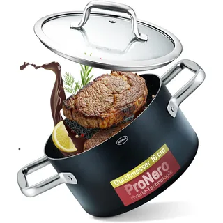 RÖSLE EBONIC Kochtopf 16 cm mit Deckel, kleiner Topf PFAS-frei Induktion