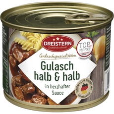 Dreistern Gulasch Halb & Halb Gulasch vom Rind & Schwein in der praktischen recyclebaren Konservendose, 500 g