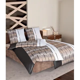 Janine Bettwäsche braun 1x 155x220 cm + 1x 80x80 cm - Braun