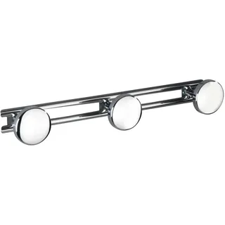 WENKO Hakenleiste Basic mit 3 Haken Edelstahl - Garderobenleiste, Wandhaken, Edelstahl rostfrei, 42.5 x 6.5 x 6.5 cm, Glänzend