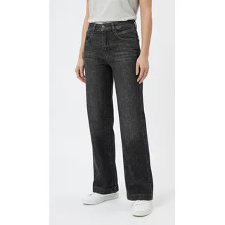 Jerseyhose MAC "Shirt-Hose Palazzo Cropped", Damen, Gr. 38, Länge 30, schwarz (chic schwarz used), Jersey, Obermaterial: 99% Baumwolle, 1% Elasthan, gerade 7/8-Länge, Hosen Jerseyhose