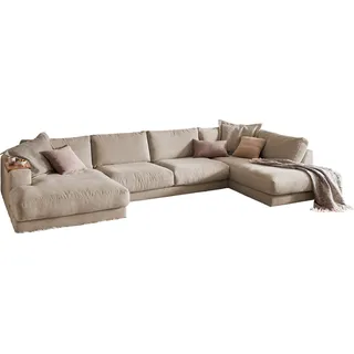 KAWOLA Sofa MADELINE Wohnlandschaft U-Form Cord taupe Longchair links - Taupe