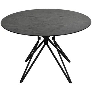 Novel Esstisch , Schwarz , Metall, Glas , rund , Sternfuß , 120x76x120 cm , Esszimmer, Esstische, Esstische Glas