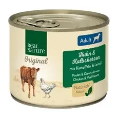 REAL NATURE Adult Kalbsherzen & Huhn 12x200 g