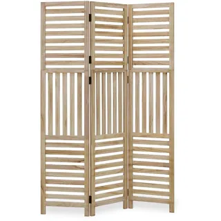 Homestyle4u Paravent 120/170 cm Natur Holz , Beige , 120x170x2 cm , Wohnzimmer, Raumteiler, Raumtrenner