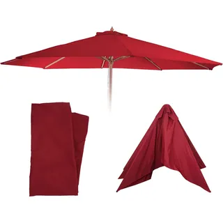 Ersatz-Bezug für Sonnenschirm Florida, Sonnenschirmbezug Ersatzbezug, Ø 3,5m Polyester 8 Streben bordeaux - Rot