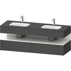 Duravit Qatego Einbauwaschtisch mit Konsolenwaschtischunterbau, 1600x550x600mm, Nische Weiß Hochglanz, Doppelwaschtisch, QA4797022, Farbe: Graphit Matt/mit Nischenbeleuchtung