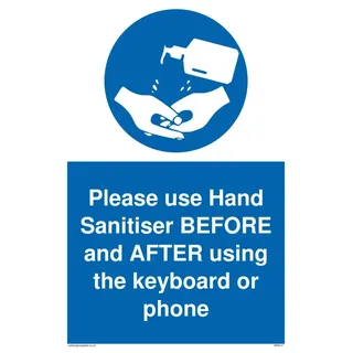 Bitte verwenden Sie die Handdesinfektionsmittel vor und nach der Verwendung der Tastatur oder des Telefons
