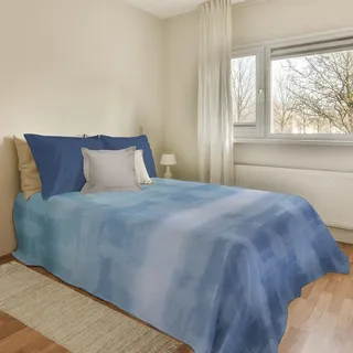 PENSIERI DELICATI Tagesdecke 170 x 280 cm, Einzelbett, 100% Pique-Baumwolle, ideal als Überwurf für Einzelbett, Regenbogen-Muster, Hellblau, 100% Made in Italy