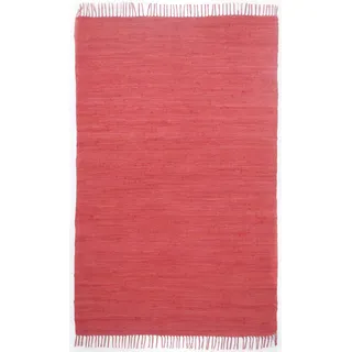 Zaba Theko | Dhurry Teppich aus 100% Baumwolle Flachgewebe Teppich Happy Cotton | handgewebt | Farbe: Rot | 90x160 cm